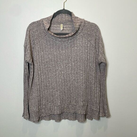 Free People Mock Neck Ribbed Sweater Size M - Picture 1 of 5